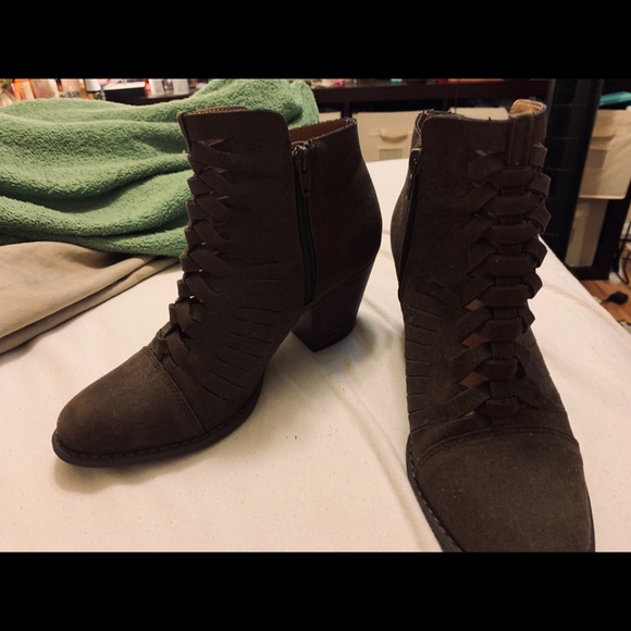 Ankle Booties in Olive Brown - Picture 2 of 5